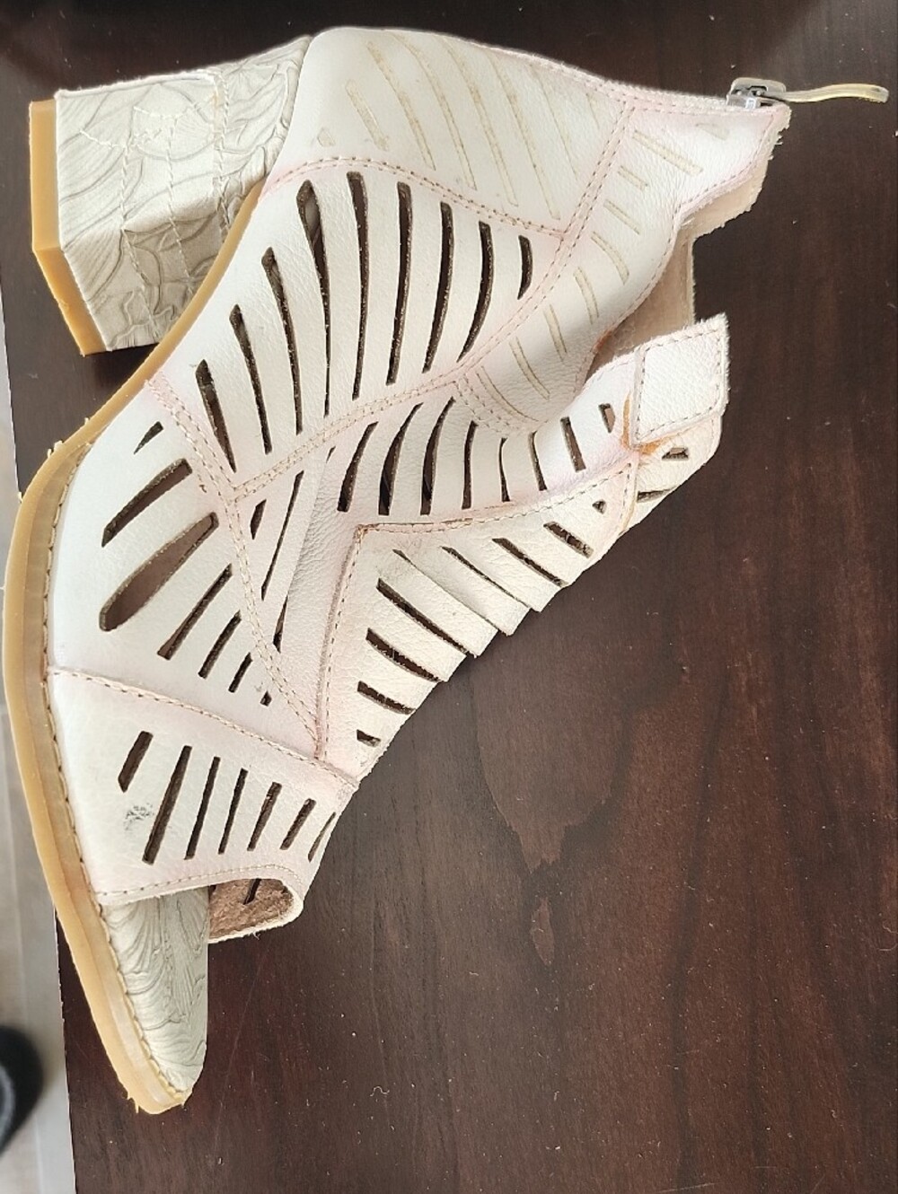 Blush Cutout Peep-Toe Ankle Heels - Picture 6 of 16